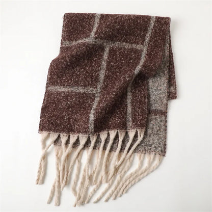 Soft Cashmere Winter Scarf with Fringe