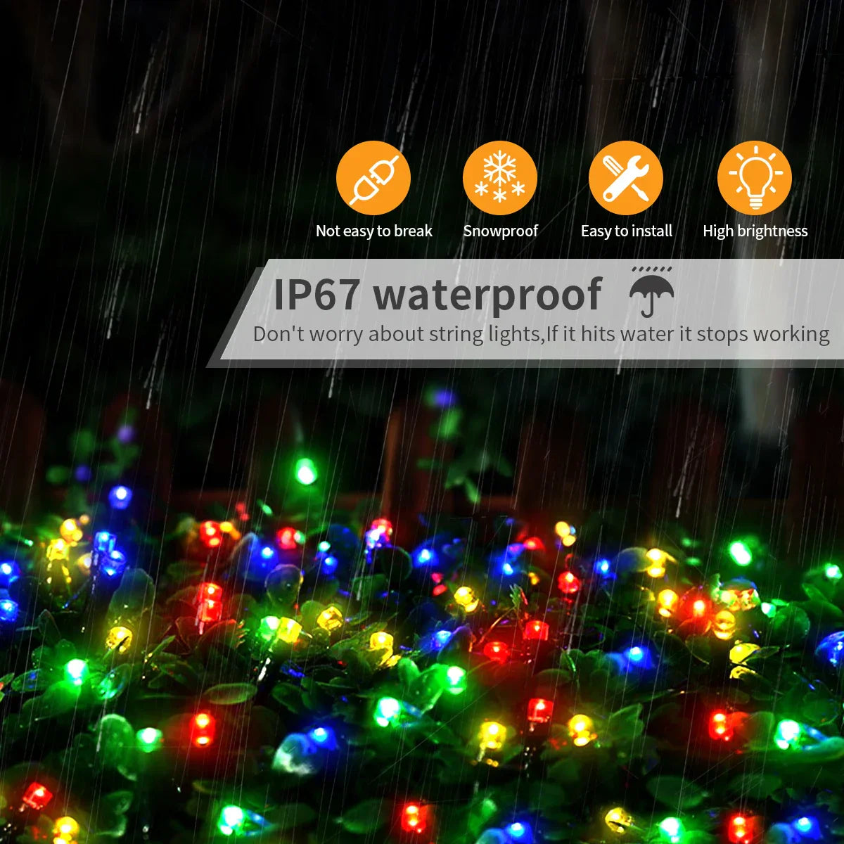 Colorful Outdoor LED String Lights Waterproof 8 Modes