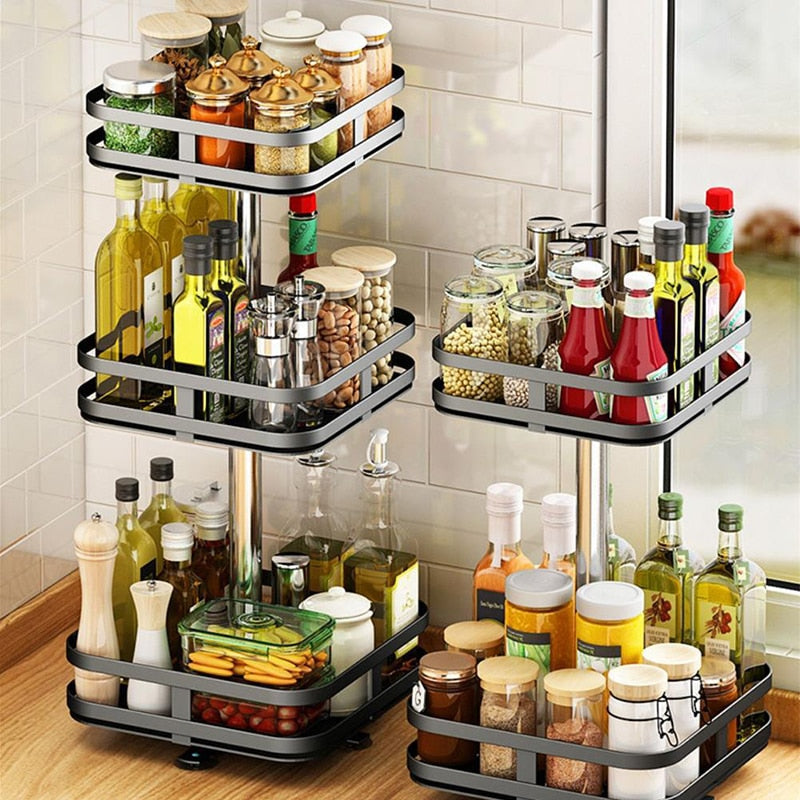 Adjustable 360 Spin Storage Shelf Organizer