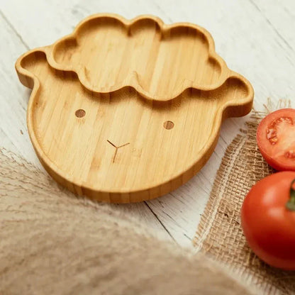 Natural Bamboo Baby Dish Set with Strong Suction Base