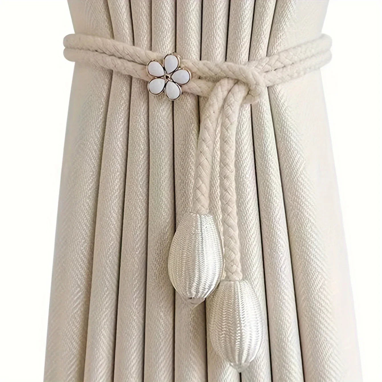 Easy Fit Curtain Tiebacks 2-Pack with Decorative Buckle - Fesara