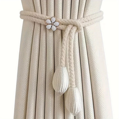 Easy Fit Curtain Tiebacks 2-Pack with Decorative Buckle - Fesara