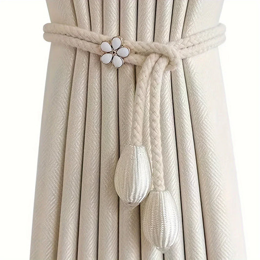 Easy Fit Curtain Tiebacks 2-Pack with Decorative Buckle - Fesara