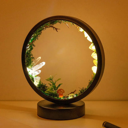Stylish Night Lamp - Round Green Crystal Accent
