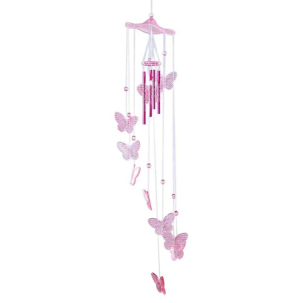 Delicate Metal Wind Chime with Bells and Butterfly Decor