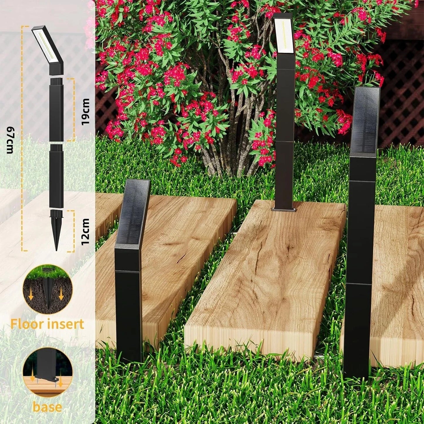 Solar Pathway Lights - 3-in-1 Adjustable Solar Garden Lights, IP65 Waterproof Outdoor Landscape Lighting-3
