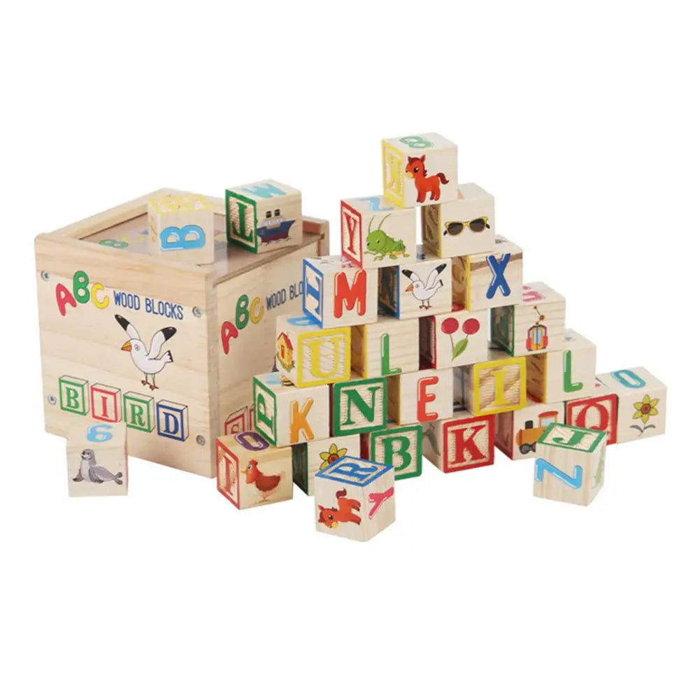 Educational Wooden ABC Blocks with Storage Container