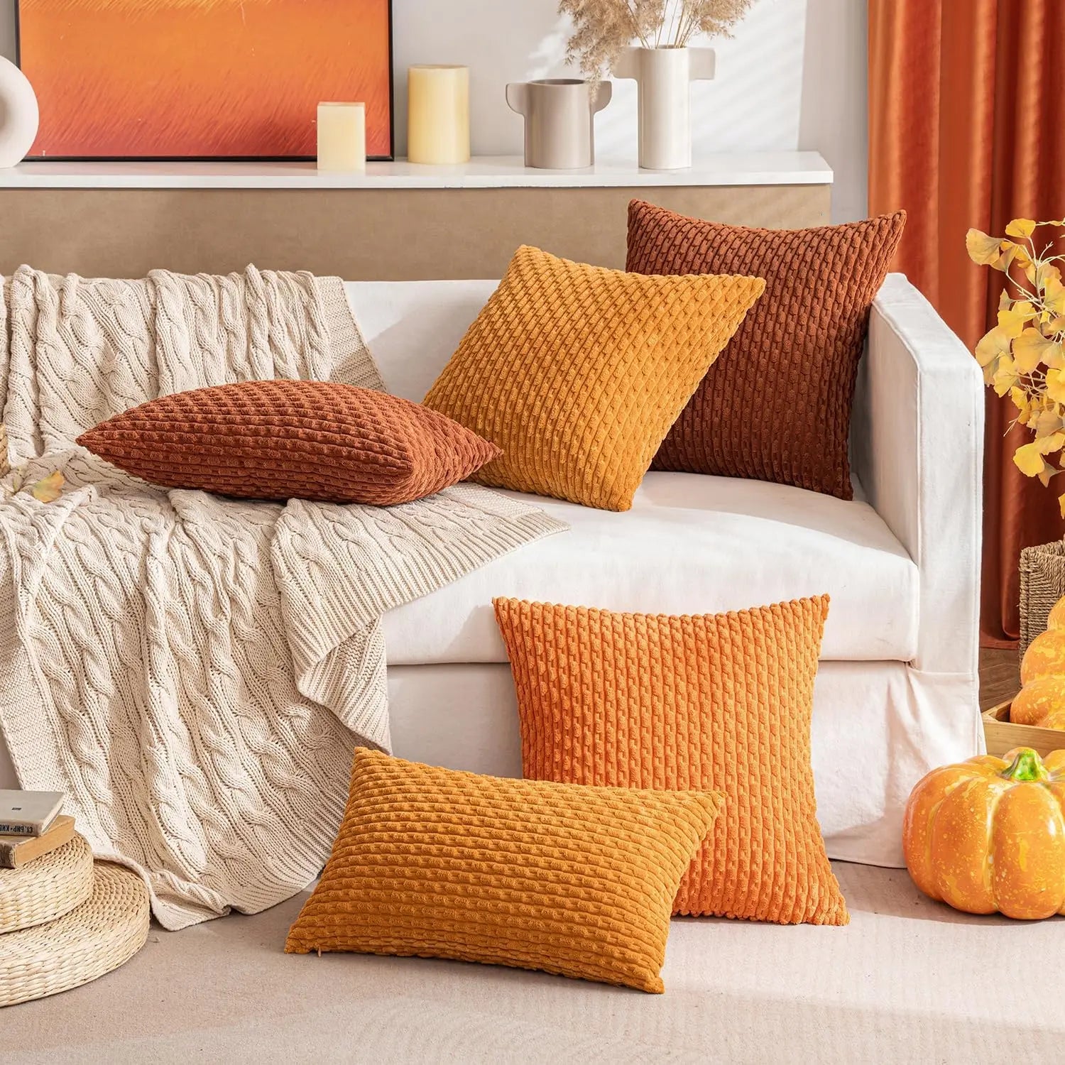 Cozy Striped Velvet Cushion Pillow for Home Decor - Fesara