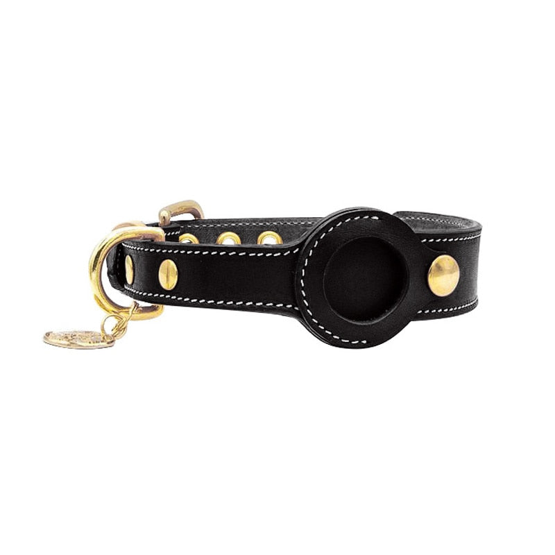 Leather Dog Collar with Real-Time Apple AirTag Tracker – Durable, Comfortable Fit for All Breeds-4