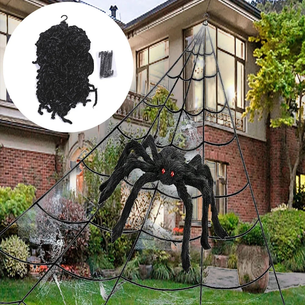 Giant Black Spider Web Decor for Halloween Party