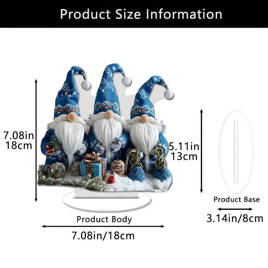 Colorful Blue Gnome Christmas Decor Figurines Set