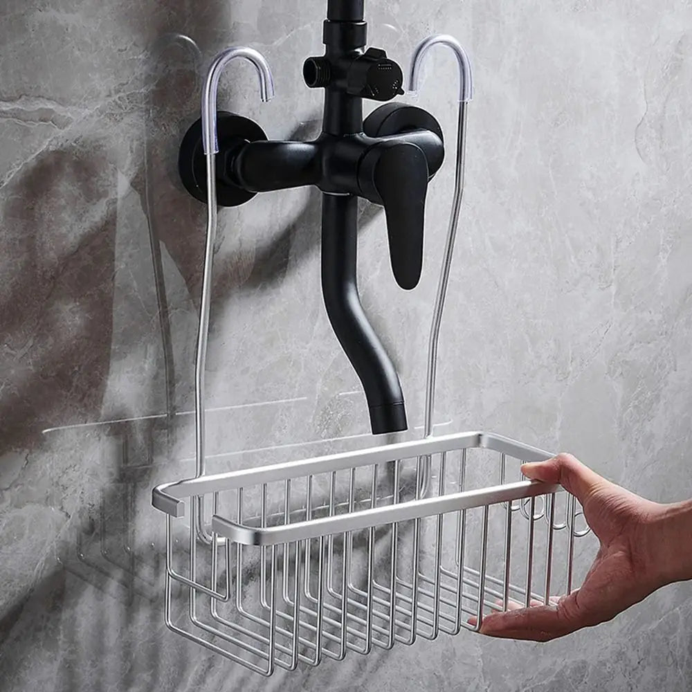 Sturdy Aluminum Shower Caddy with Hooks - Fesara