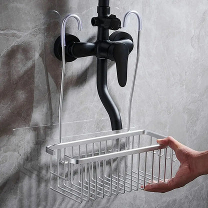 Sturdy Aluminum Shower Caddy with Hooks - Fesara