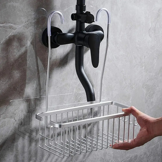 Sturdy Aluminum Shower Caddy with Hooks - Fesara