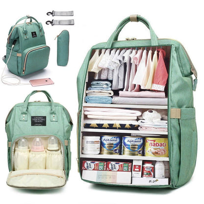 Spacious USB Baby Diaper Bag Backpack