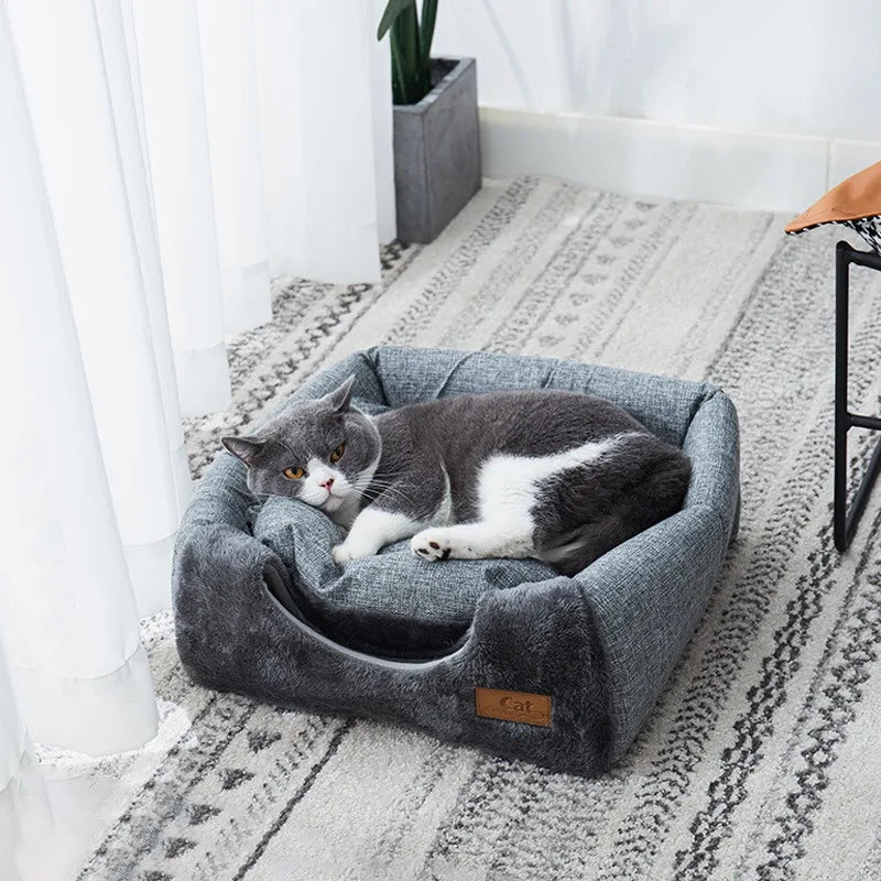 Triangelnest - Luxurious Velvet Cat House Indoor for Ultimate Comfort-4