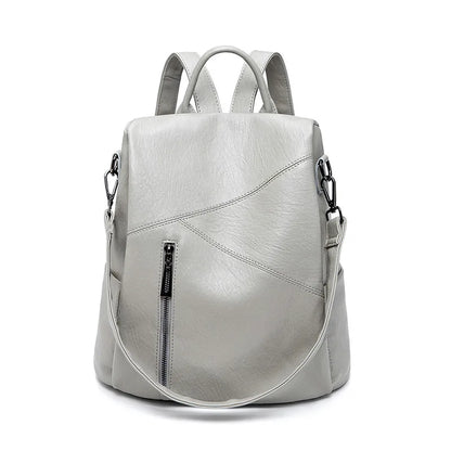 Stylish Women's Leather Rucksack - Secure Travel Bag