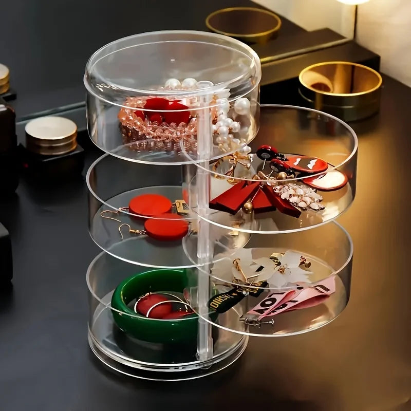 Clear 5 Tier Rotating Jewelry Cosmetic Box