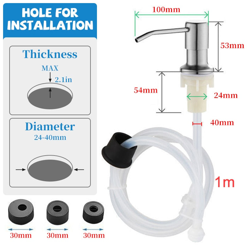 Stainless Built-in Soap Dispenser Kitchen Sink Kit