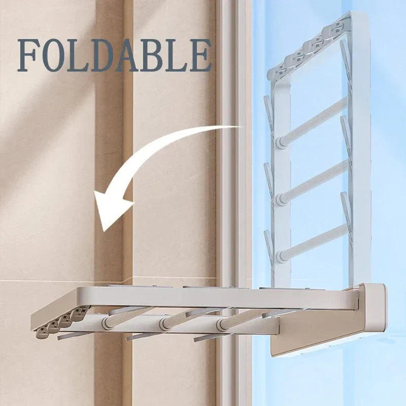 Compact Wall Mounted Folding Dryer Rack with Clips