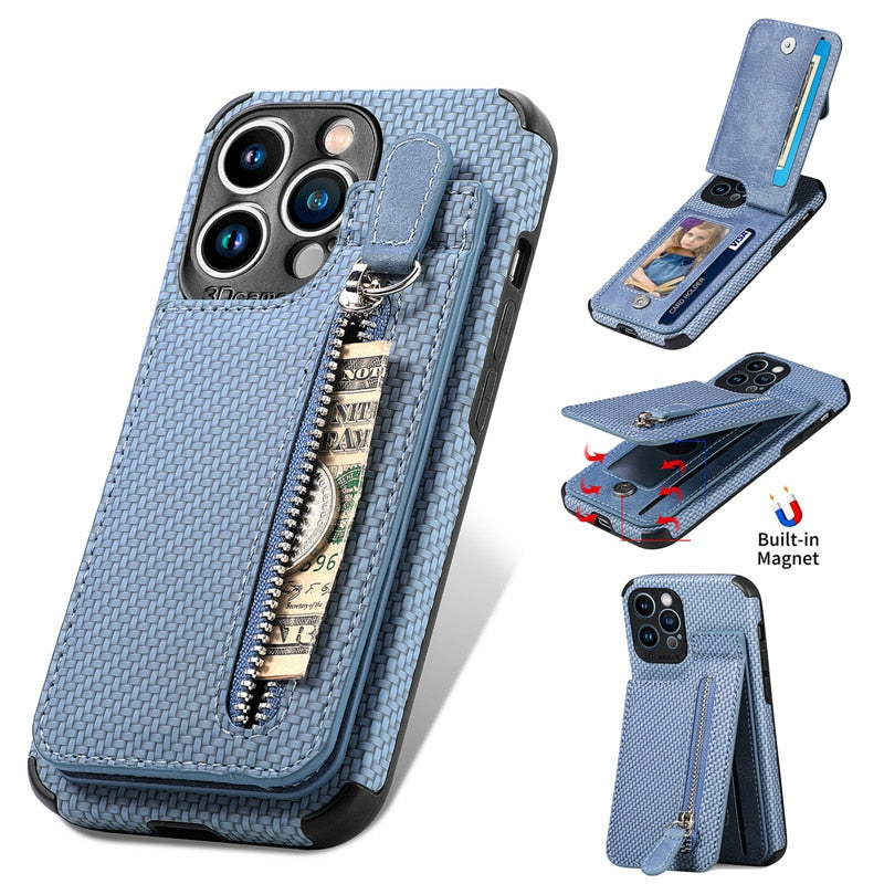 Fashionable Zipper Phone Wallet Case - Fesara