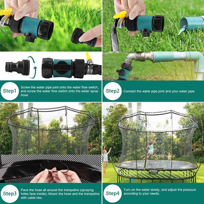 Cool Trampoline Water Sprinkler Fun