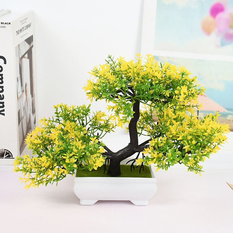 Vibrant Green Silk Plant Home Decoration