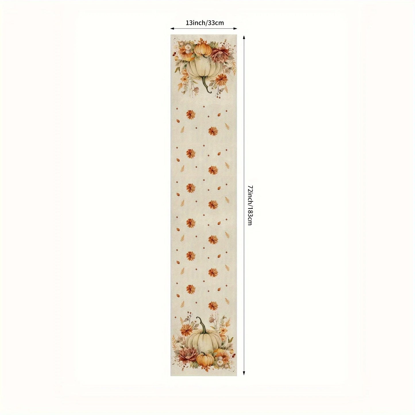 Autumn Floral Table Runner, Washable Linen Style, 150-275cm