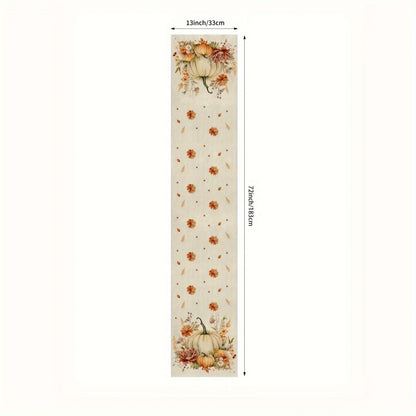Autumn Floral Table Runner, Washable Linen Style, 150-275cm