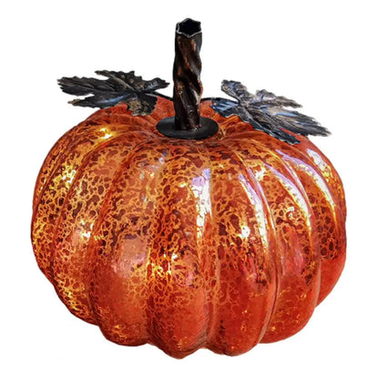 Glowing Glass Pumpkin Decor, LED Autumn Light