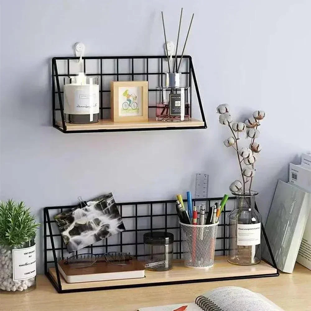 Rustic Natural Fiber Wall Shelf