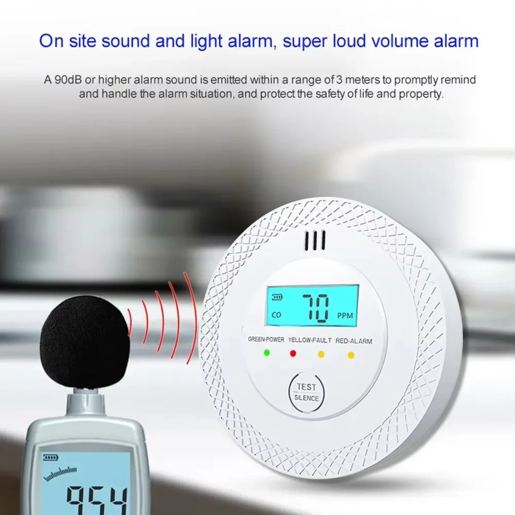 Smart Home Wireless Smoke Alarm with LCD Display