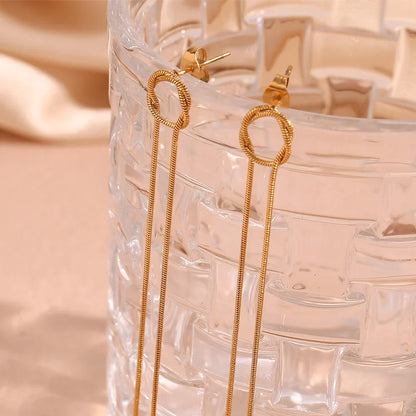 Delicate Gold Circle Drop Earrings