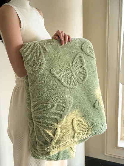 Cozy Plush Blanket with 3D Floral Pattern
