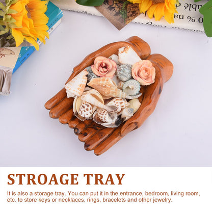 Handcrafted Wooden Prayer Hand Candy Dish Home Decoration