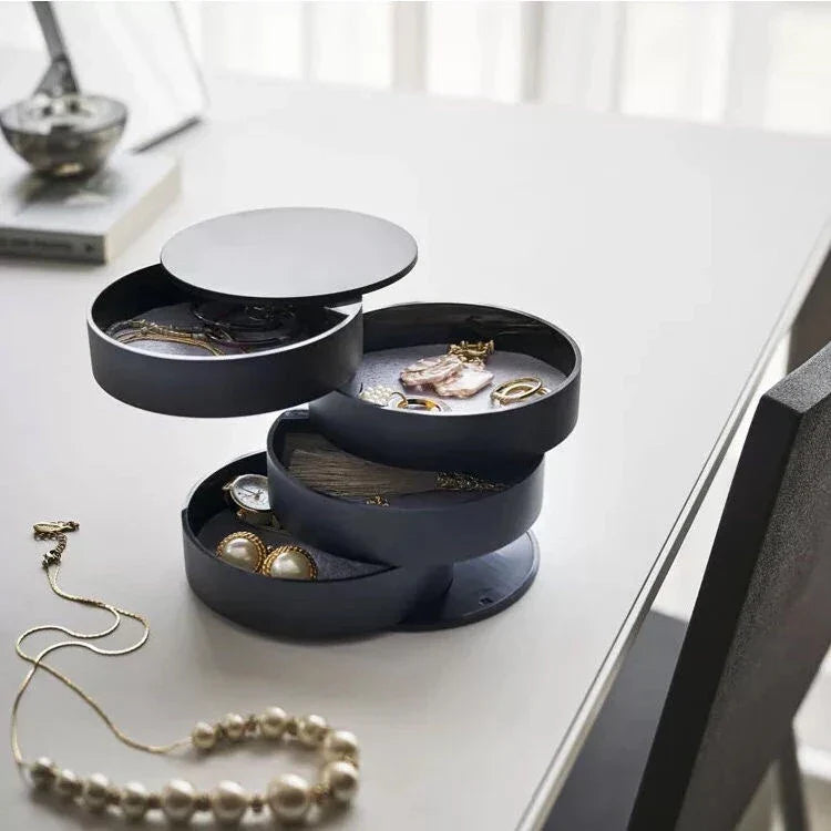Rotating 5 Tier Jewelry Storage Case with Lid
