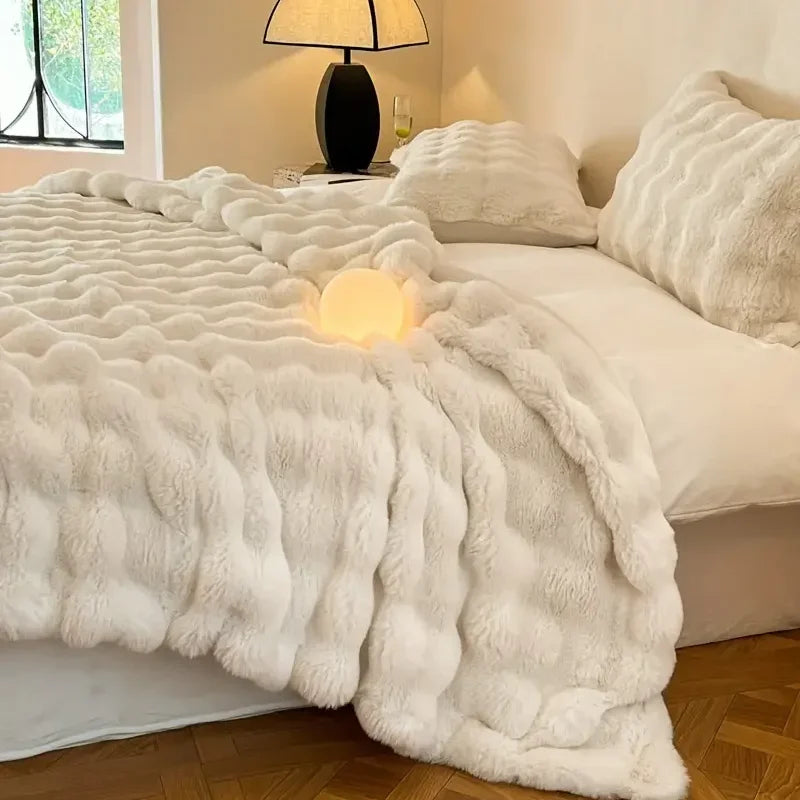 Soft Plush Reversible Throw Blanket Home Decor