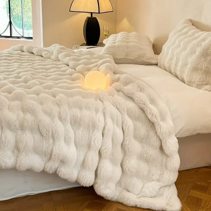 Soft Plush Reversible Throw Blanket Home Decor