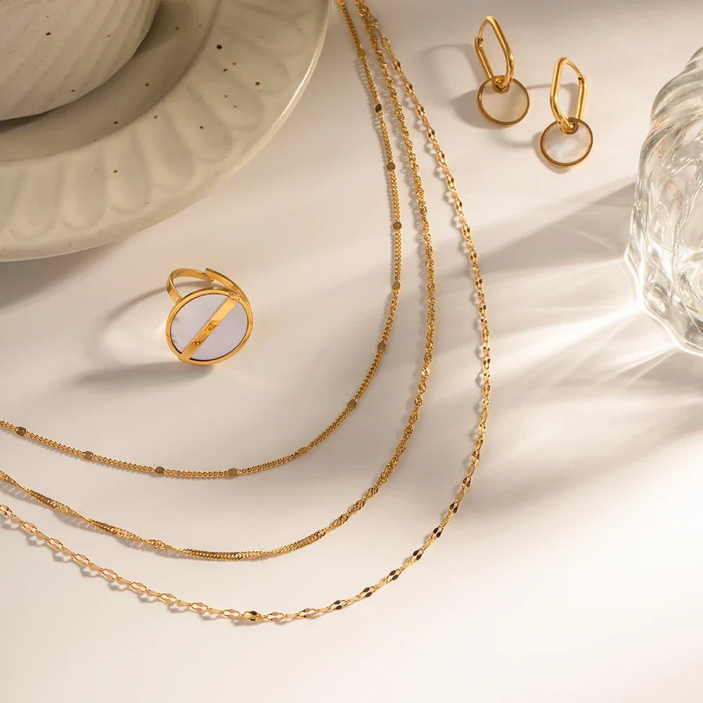 Delicate Gold 3 Layer Chain Necklace Set