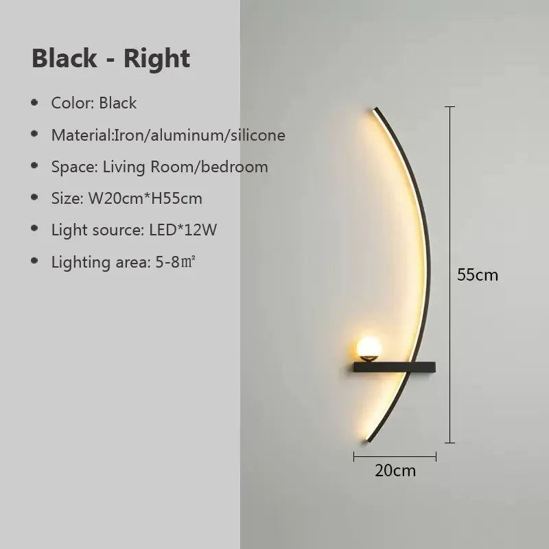 Modern Black Gold Wall Light Fixture