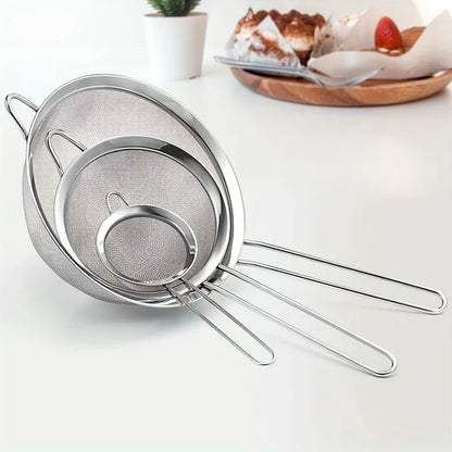Premium 3pc Stainless Steel Mesh Kitchen Strainer Set - Fesara