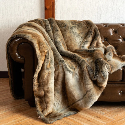 Plush Faux Fur Blanket - Soft Cozy Decorative Throw