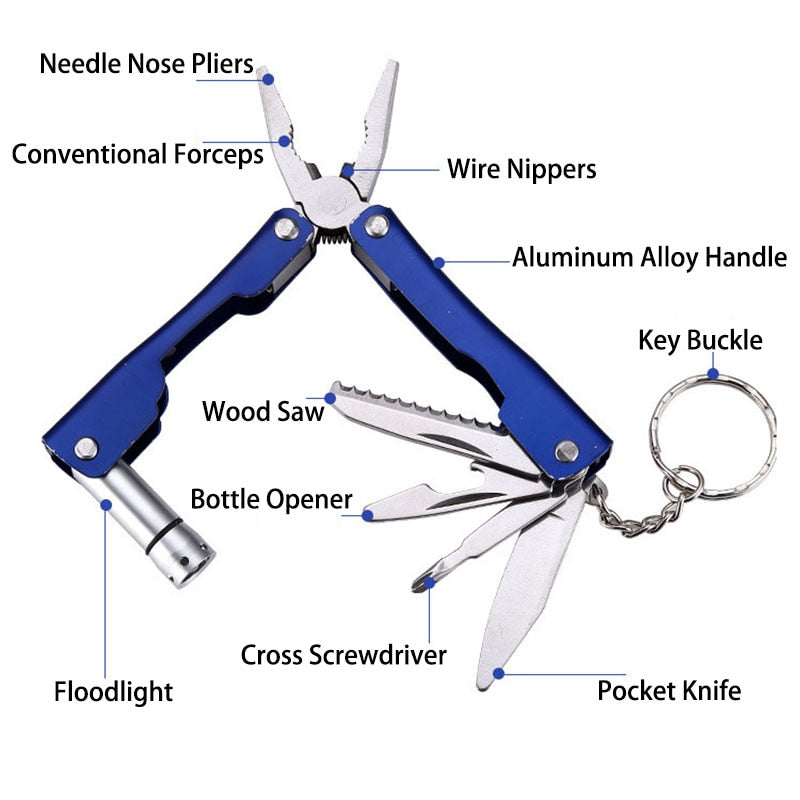 Portable 9in1 Outdoor Aluminum Multi Tool Keychain