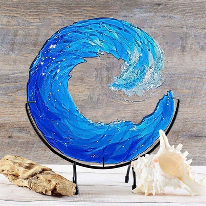Beautiful Ocean Wave Glass Art Sculpture - Fesara