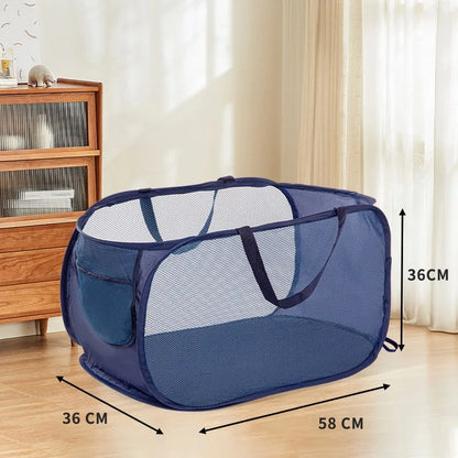 Collapsible Laundry Hamper with Pocket and Sturdy Frame - Fesara