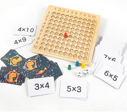 Educational Wooden Math Board Game with Flashcards