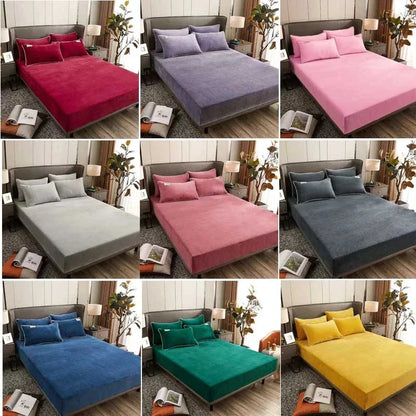 Cozy Fitted Sheet with Soft Velvet Winter Mattress Cover