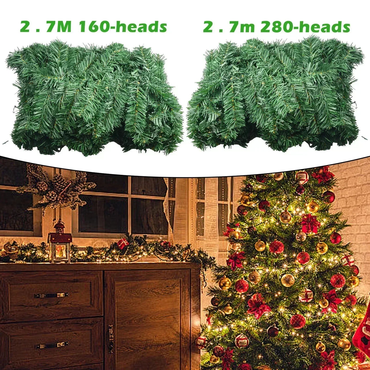 Premium Artificial Christmas Fir Garland 2.7m Long