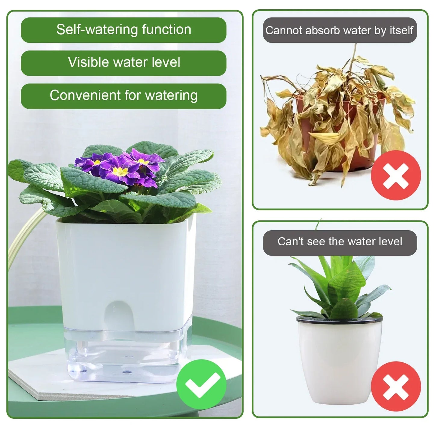 Smart Indoor Planter with Water Indicator & Self Watering