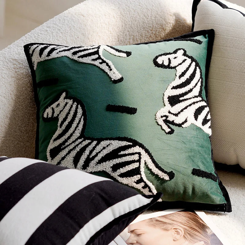Stylish Embroidered Horse Print Throw Pillow for Home
